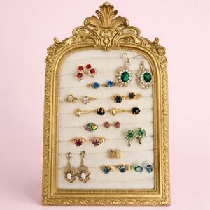 Vintage Earring Lot 14 Pairs Gold Tone & Rhinestone Mixed Styles